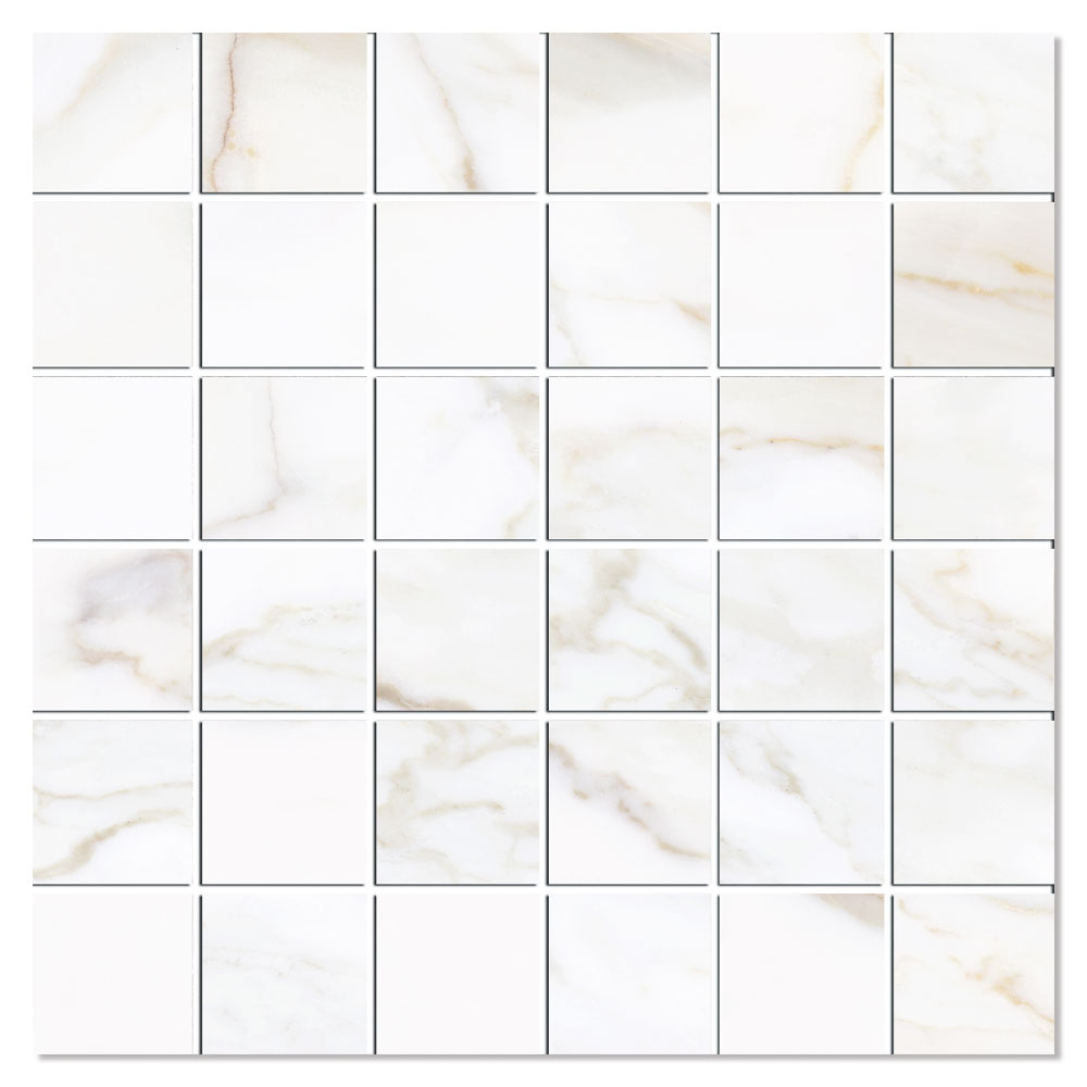 Marmor Mosaik Klinker Via Appia Hvid Poleret 30x30 (5x5) cm